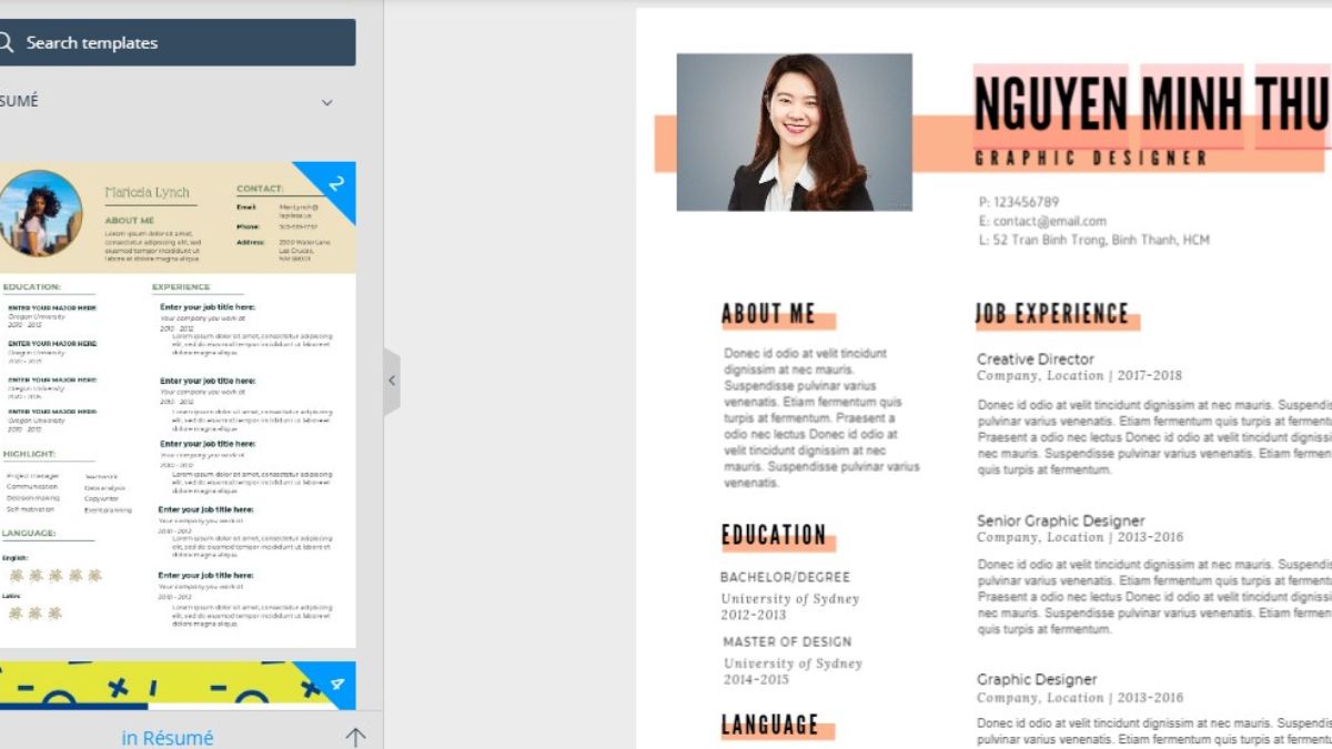 Cách tạo CV online bước 3