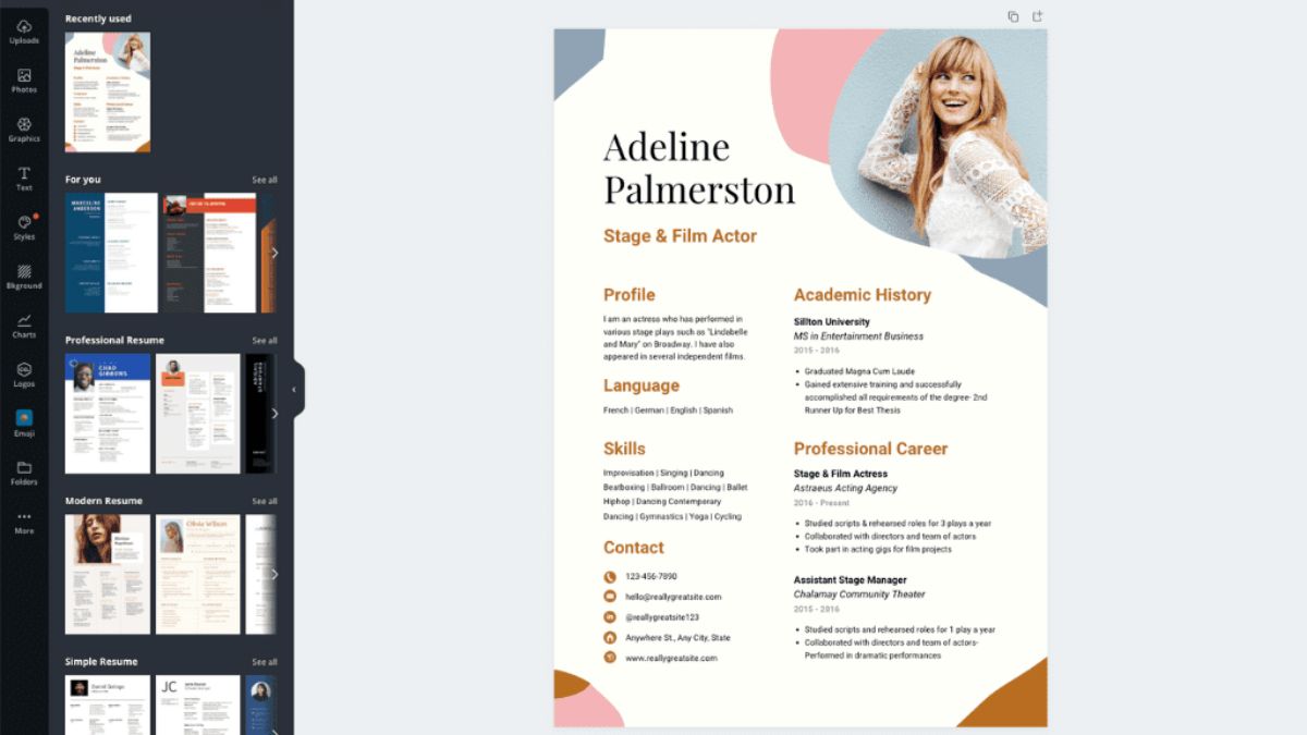 Tạo CV online bằng Canva