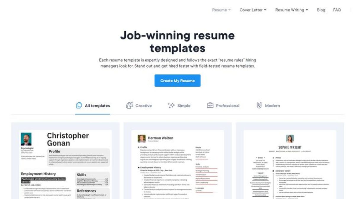 Tạo CV online bằng Resume.io