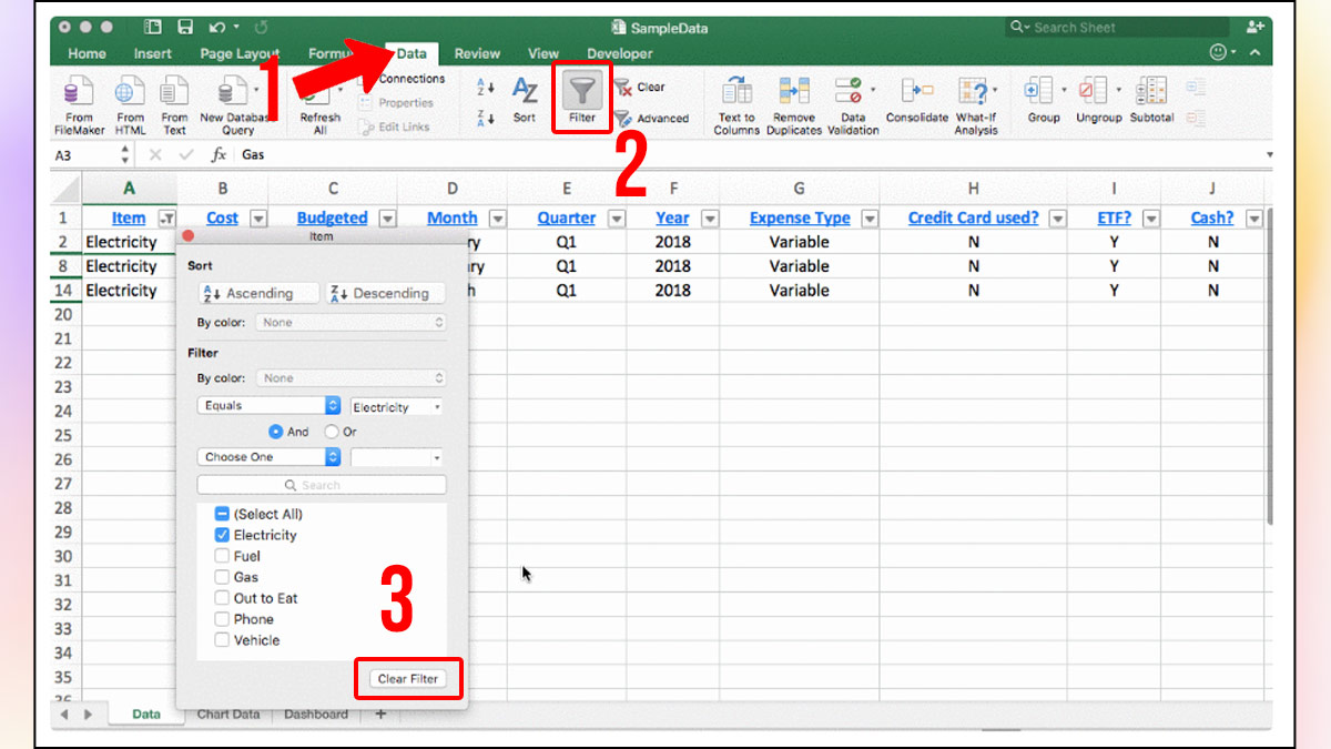 Cách tạo Dashboard trong Excel bước 2