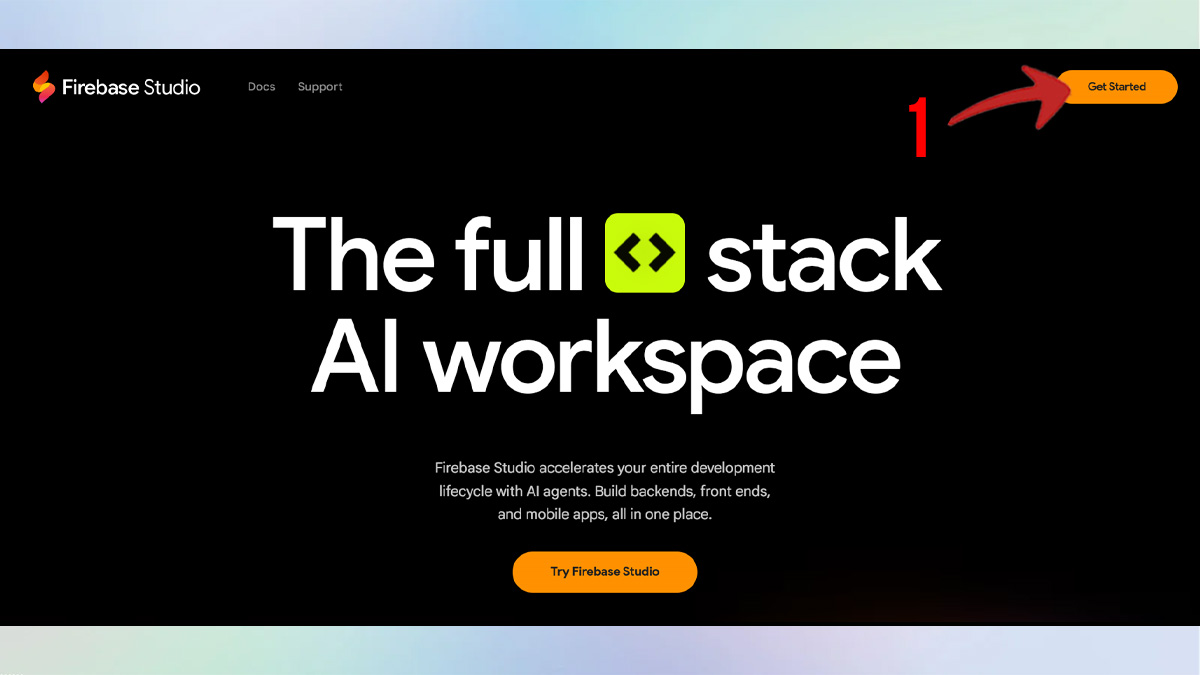 Cách tạo tài khoản Firebase Studio bước 1