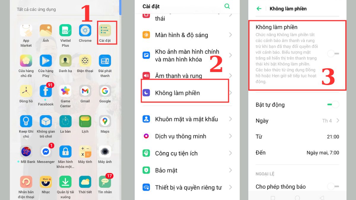 Cách bật/tắt biểu tượng mặt trăng khuyết trên android