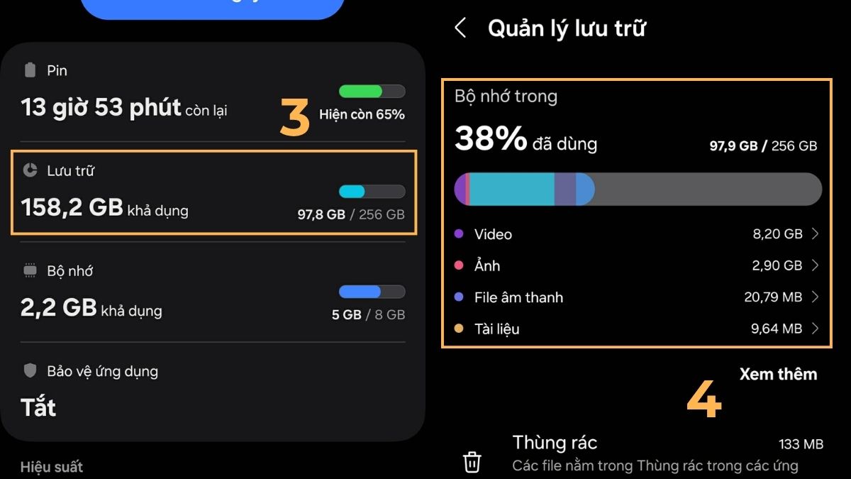 Cách kiểm tra bộ nhớ khả dụng trên điện thoại android là gì bước 3