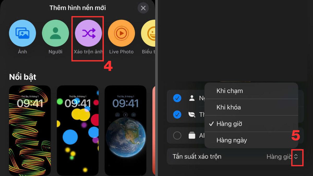 Cách đổi hình nền điện thoại thay thay đổi nhiều ảnh trên iPhone bước 4