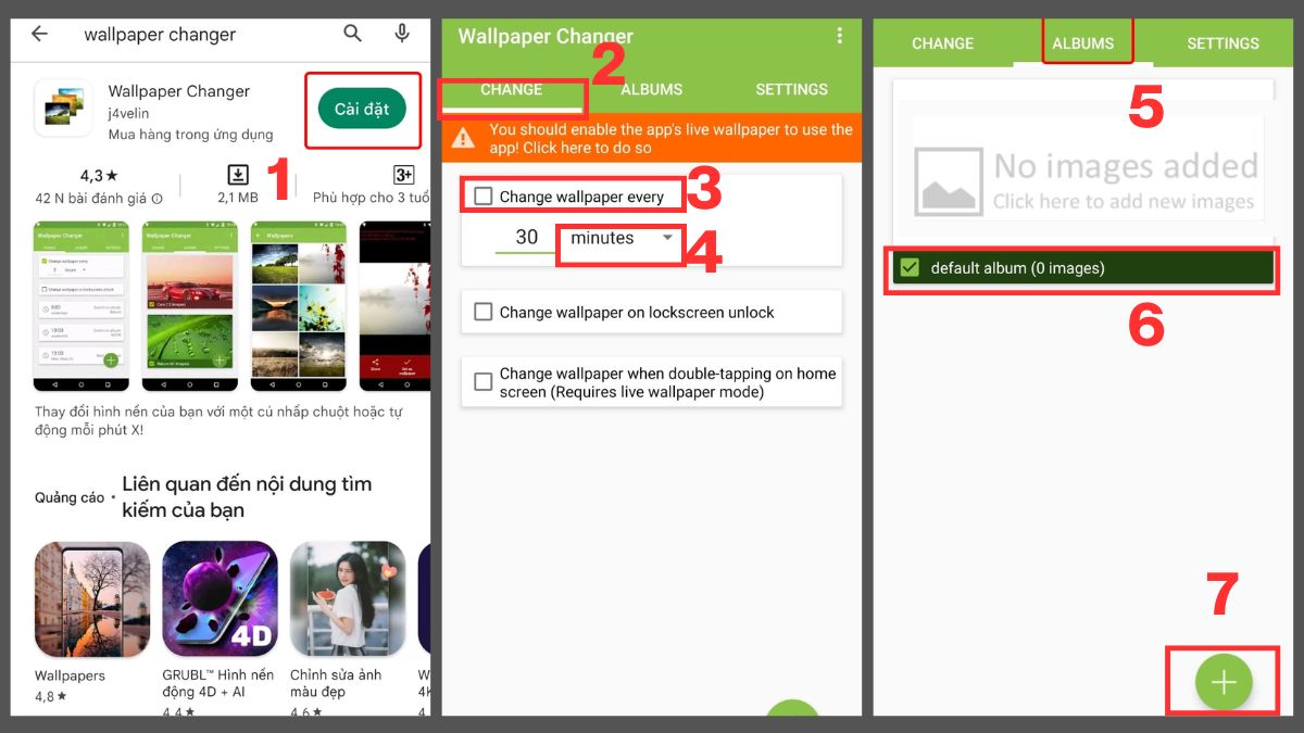 Cách thay đổi hình nền điện thoại trên Android bước 1
