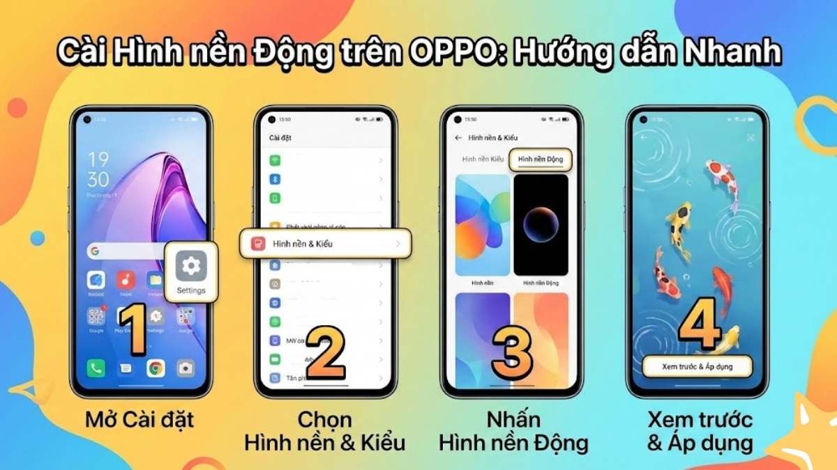 Cách cài hình nền động OPPO trong cài đặt
