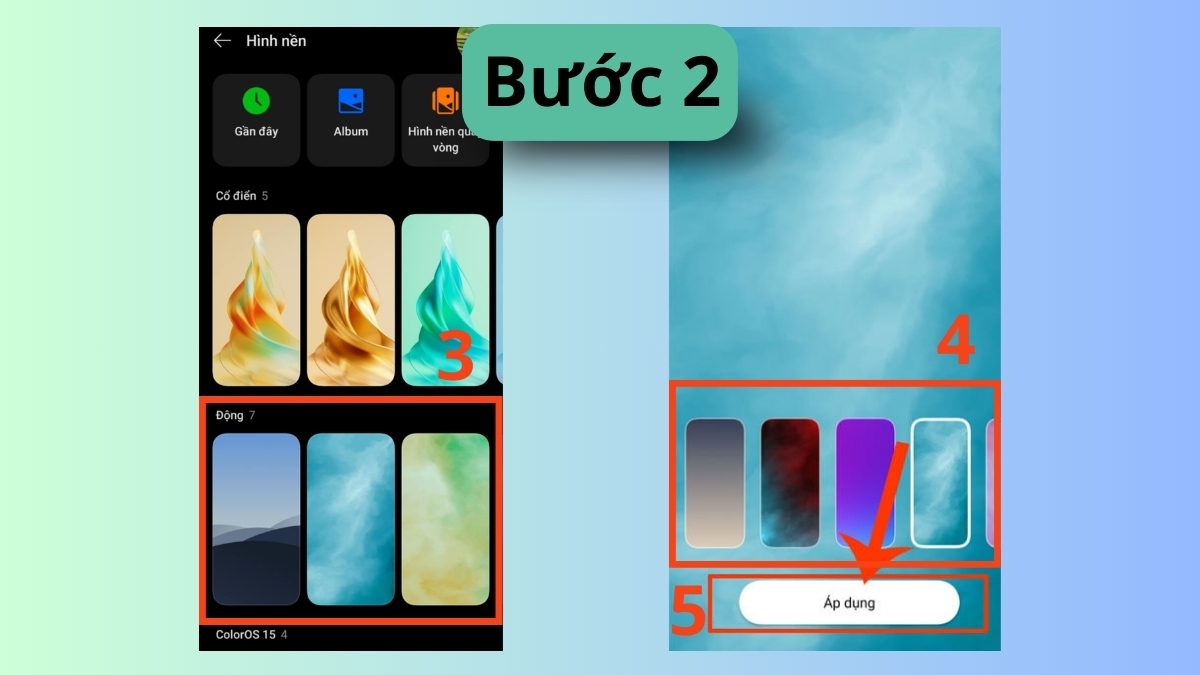 Cách cài hình nền động OPPO từ màn hình chính bước 2