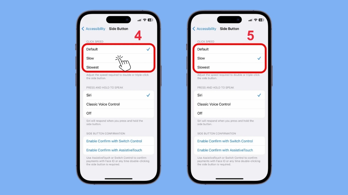 Cách cài đặt sử dụng phím tắt trợ năng iPhone điều chỉnh tốc độ bước 4