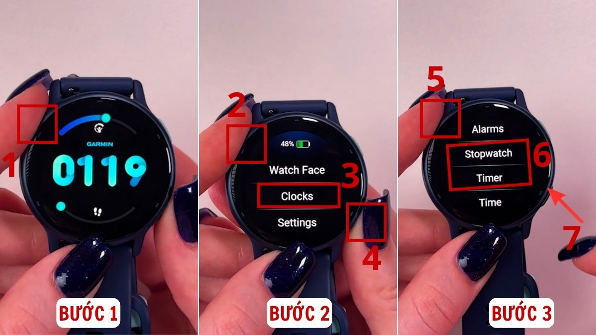 Cách chỉnh giờ đồng hồ Garmin đồng hồ đếm ngược thời gian