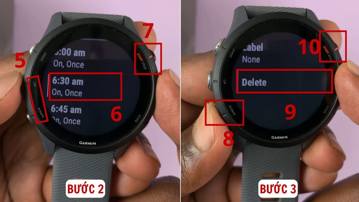 Cách chỉnh giờ đồng hồ Garmin xóa báo động bước 3