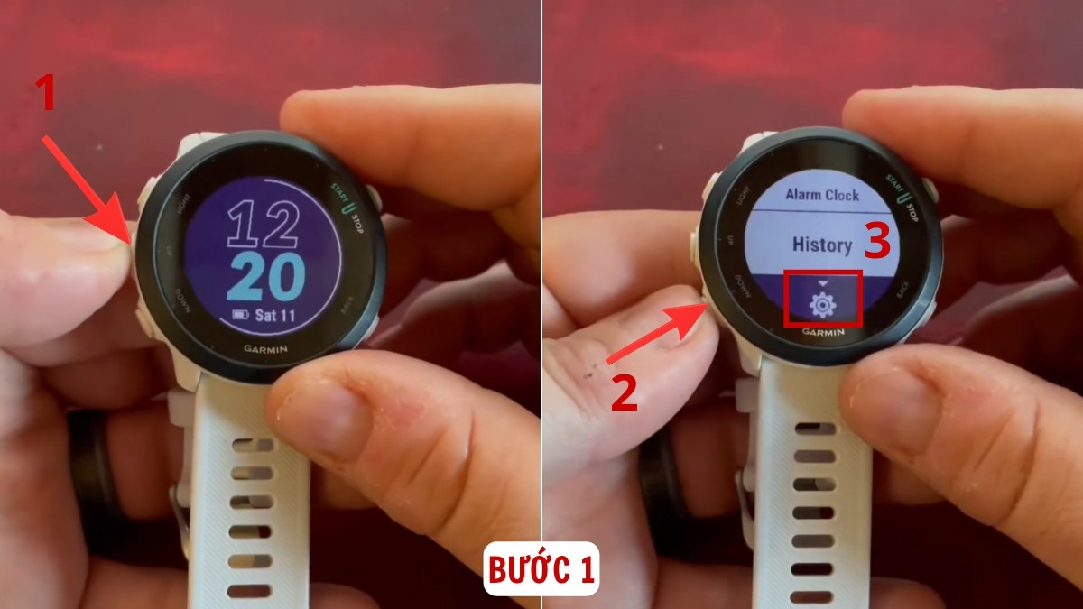 Cách chỉnh giờ đồng hồ Garmin bằng GPS bước 1