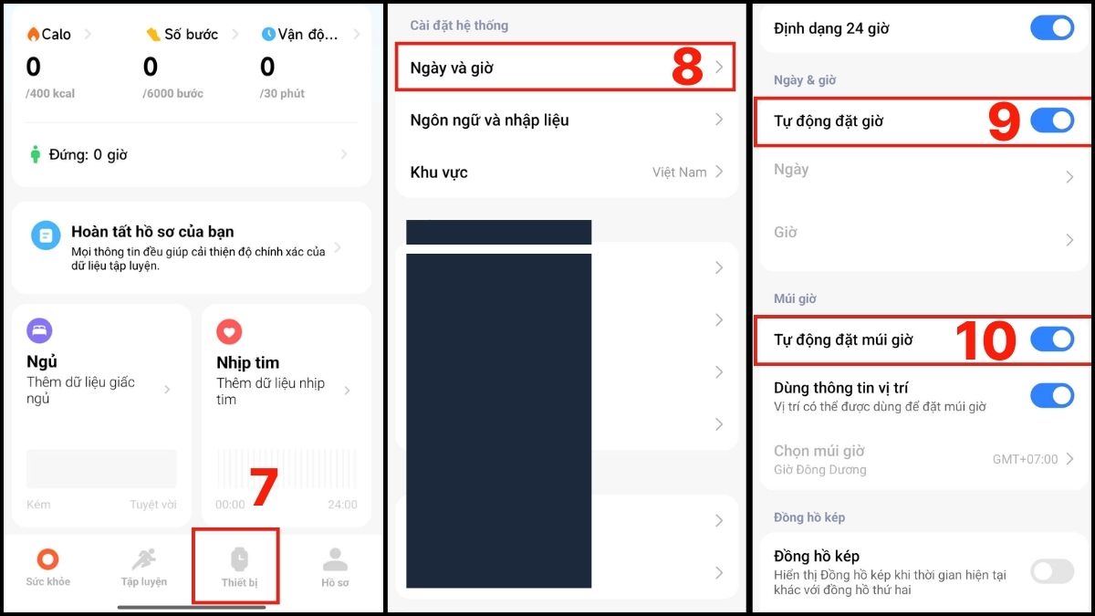 Cách chỉnh giờ trên đồng hồ Xiaomi bằng ứng dụng Mi Fitness / Zepp Life bước 3