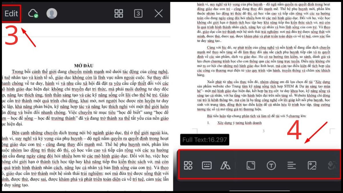 Cách chỉnh sửa văn bản trên iPhone bằng WPS Office bước 2
