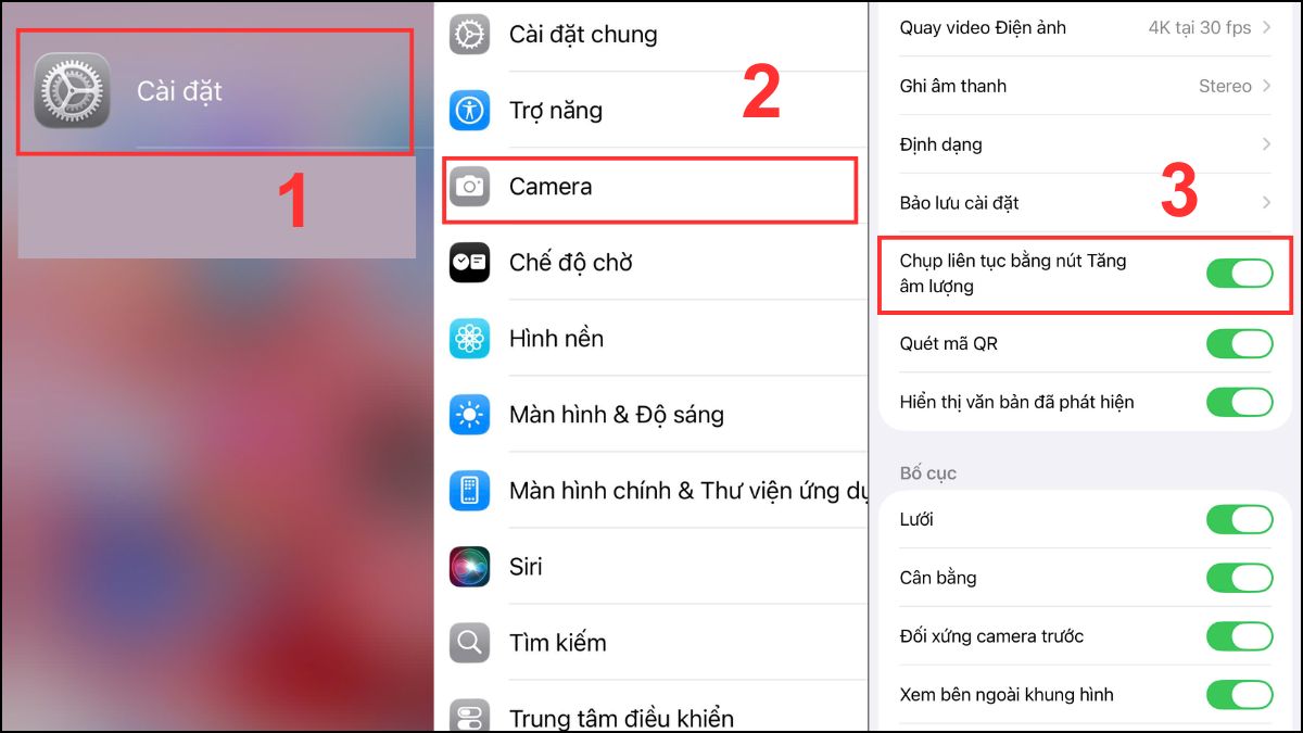 Cách chụp hình liên tục trên iPhone bằng nút tăng âm lượng