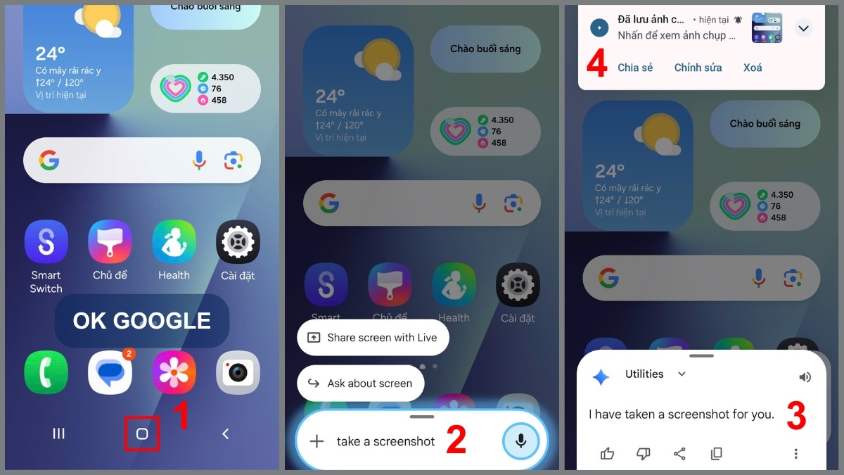 Cách chụp màn hình trên điện thoại Samsung bằng trợ lý ảo