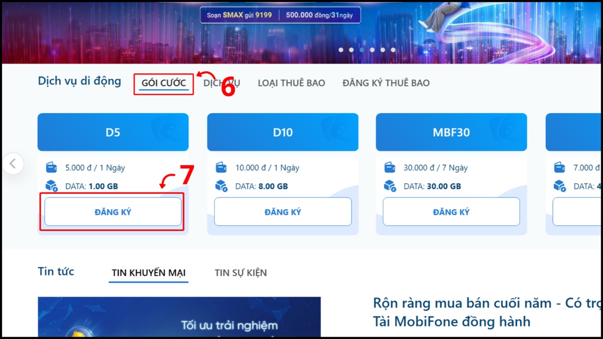 Cách đăng ký 4G MobiFone 1 ngày qua Website bước 4