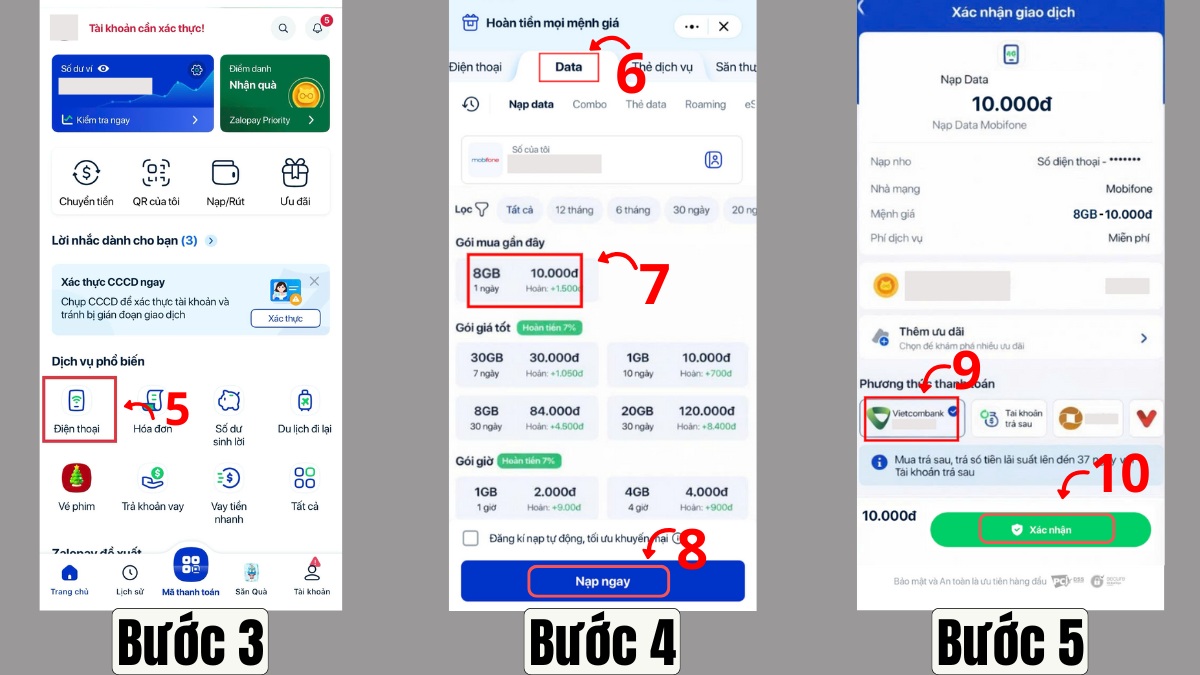 Cách đăng ký mạng 4G MobiFone 1 ngày qua ZaloPay bước 3