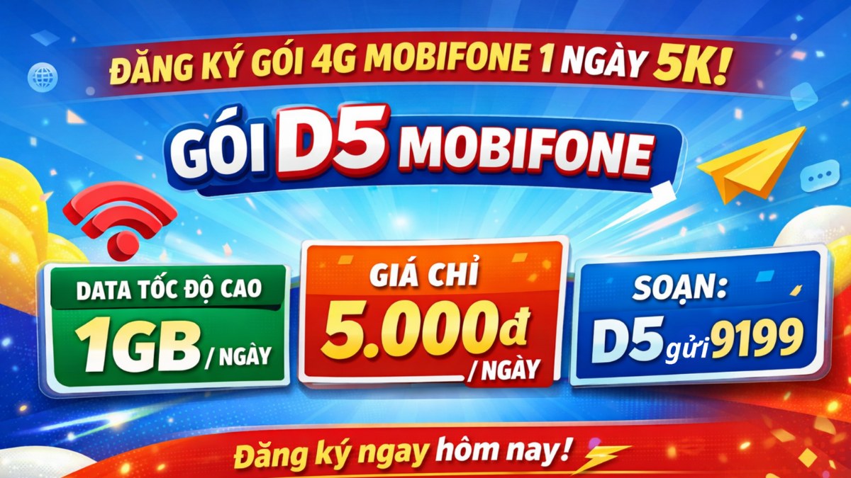 Cách đăng ký gói cước mạng 4G MobiFone 1 ngày 5k