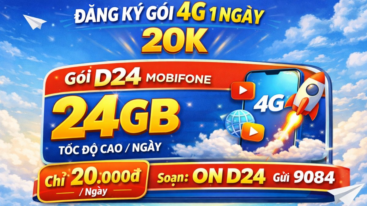 Cách đăng ký gói cước mạng 4G MobiFone 1 ngày 20k