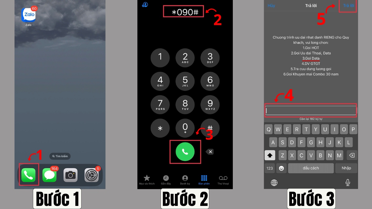 Cách đăng ký 4G MobiFone 1 ngày bằng USSD bước 1