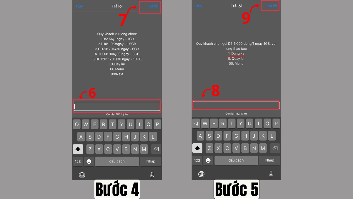 Cách đăng ký 4G MobiFone 1 ngày bằng USSD bước 4