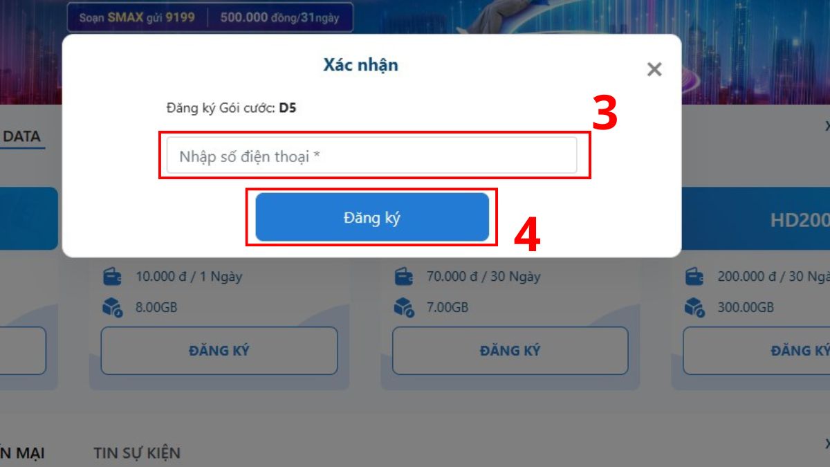 cách Đăng ký 4G MobiFone qua website bước 3