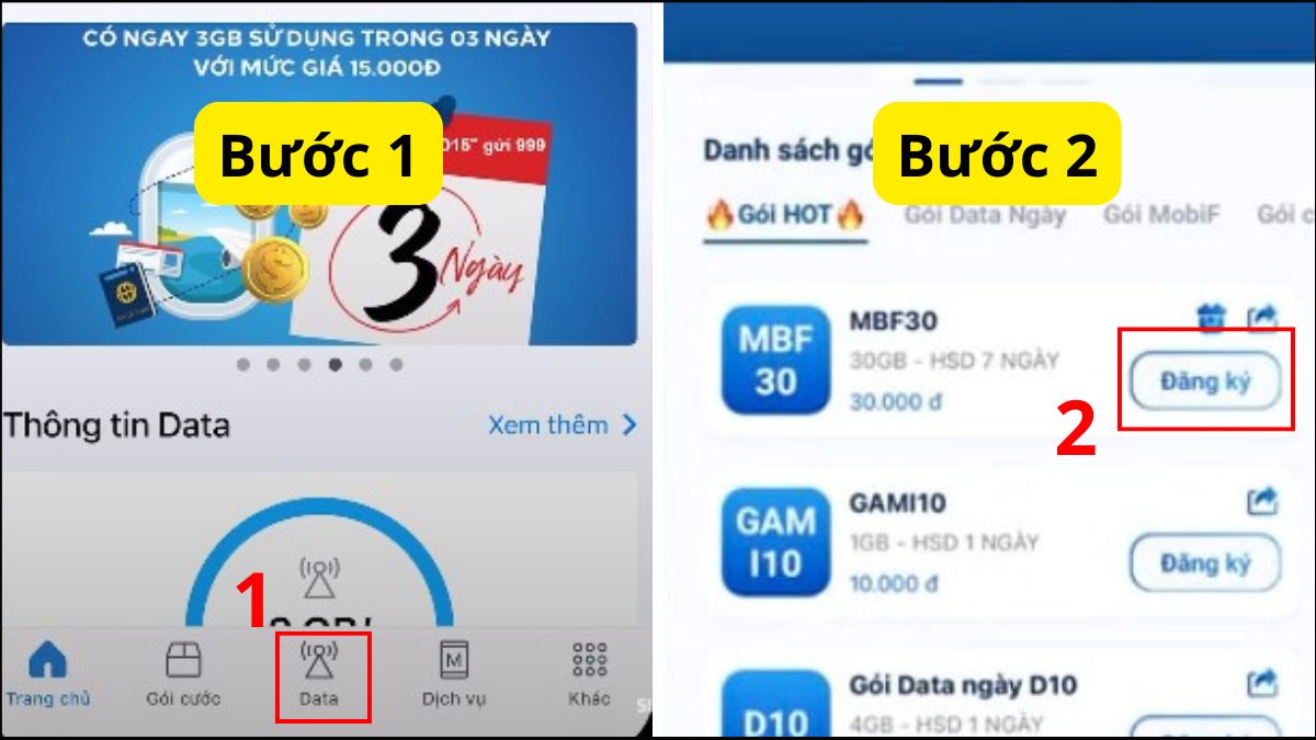 Cách đăng ký 4G MobiFone tặng cho người thân bước 1
