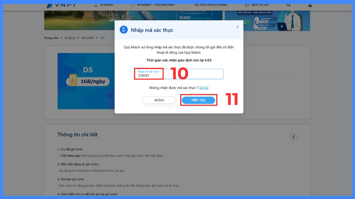 Cách đăng ký 4G Vinaphone 1 ngày qua website bước 3-3