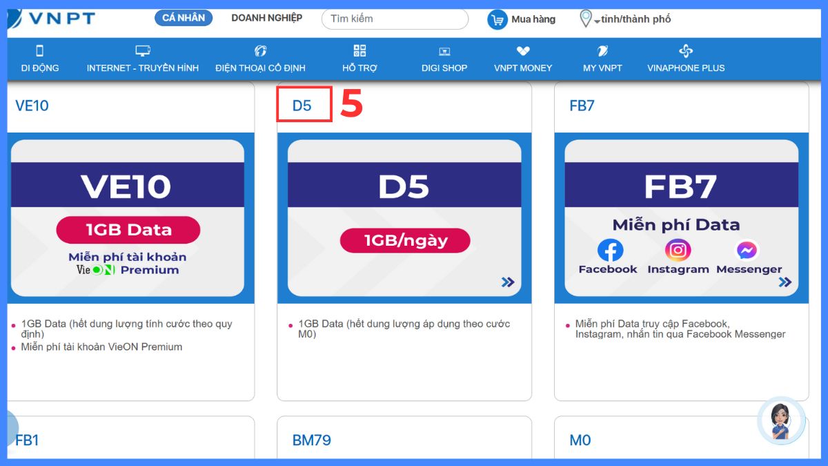 Cách đăng ký 4G Vinaphone 1 ngày qua website bước 2
