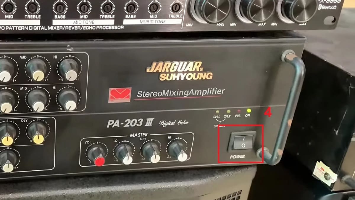 Cách đấu loa sub điện vào ampli qua cổng LINE OUT bước 4