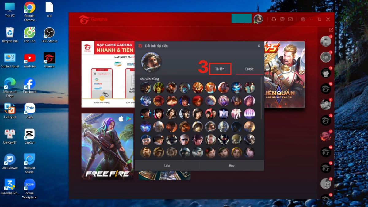 Cách đổi avatar Garena bước 3
