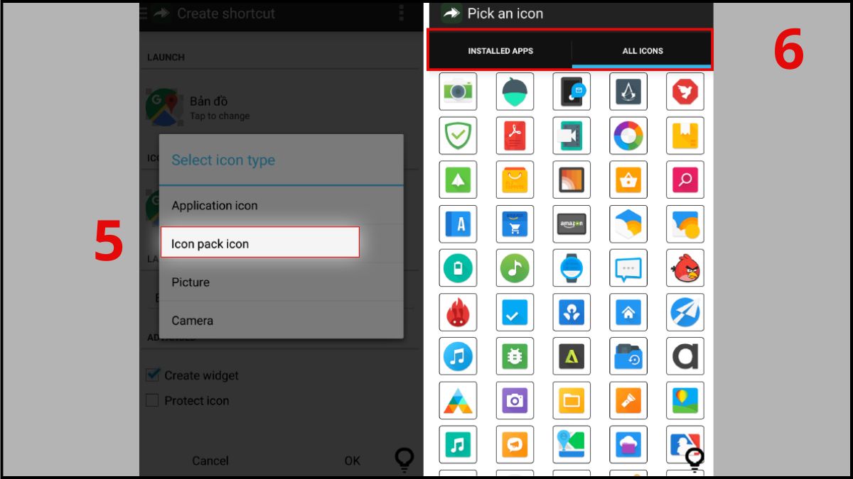 cách đổi hình ứng dụng trên samsung Thay đổi biểu tượng ứng dụng từ Icon Pack bằng Awesome Icons bước 4