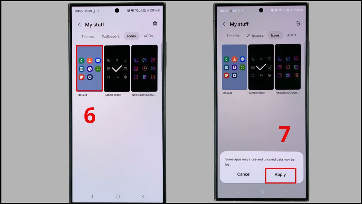 Cách đổi biểu tượng ứng dụng trên Samsung về mặc định bước 3