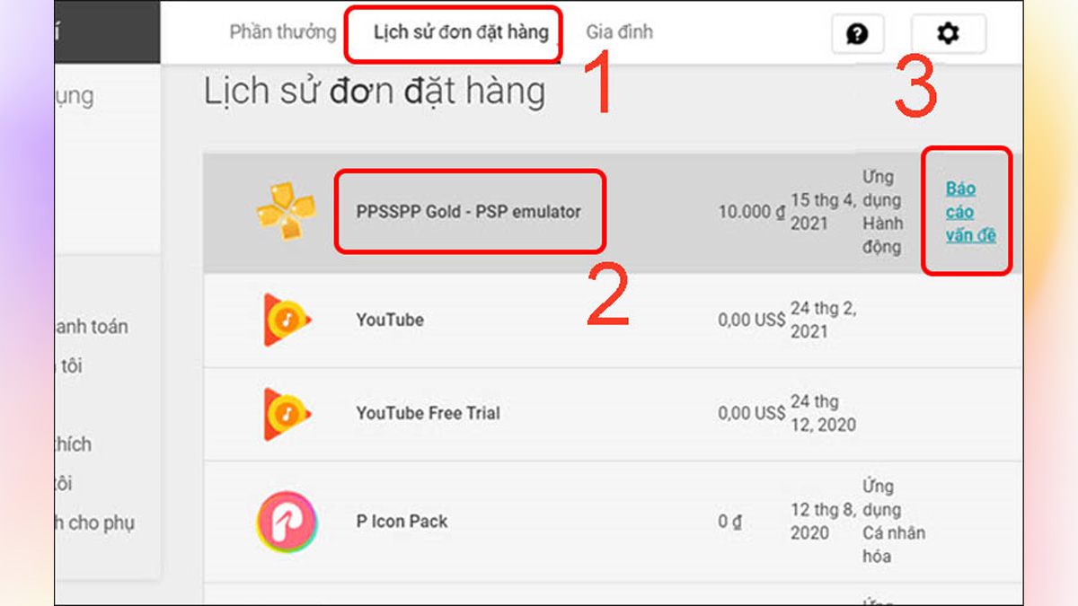 Cách hoàn tiền nạp game trên Android bước 2