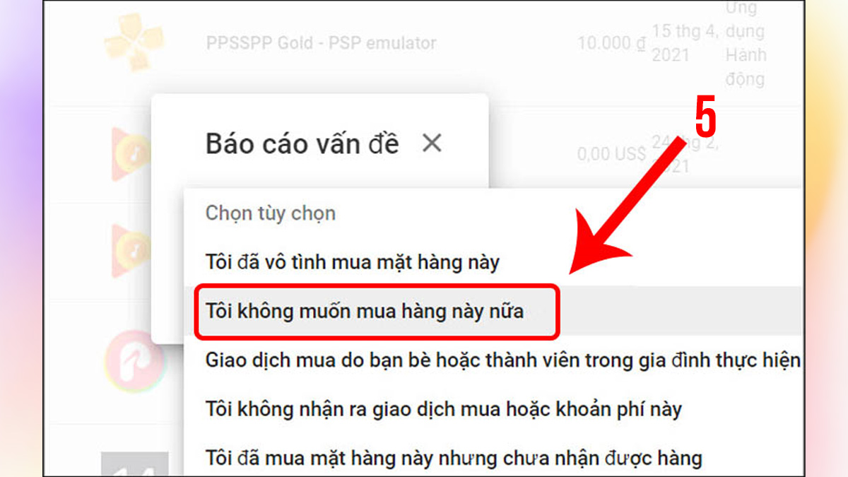 Cách hoàn tiền nạp game trên Android bước 4