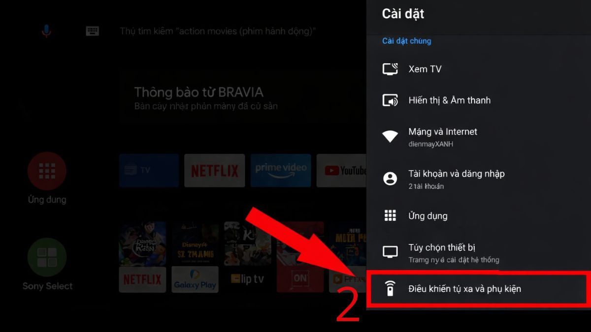 cách Kết nối loa Sony với bluetooth trên Tivi bước 2
