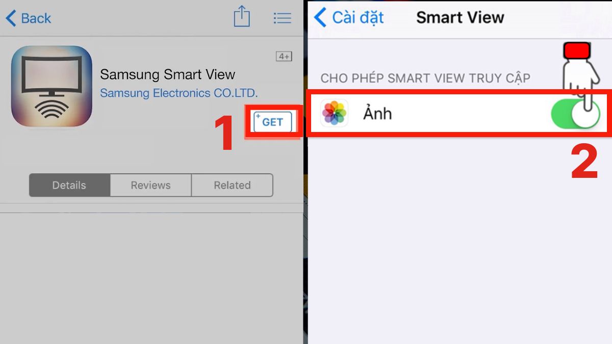 Cách kết nối iPhone với Tivi của hãng samsung bước 1