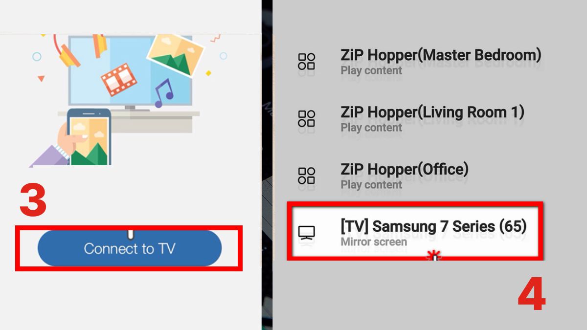 Cách kết nối iPhone với Tivi của hãng samsung bước 2