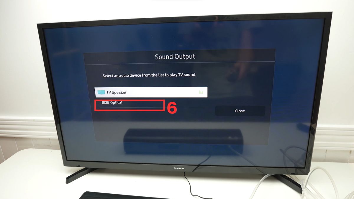cách Kết nối loa soundbar với tivi Samsung bằng cáp quang Optical bước 5