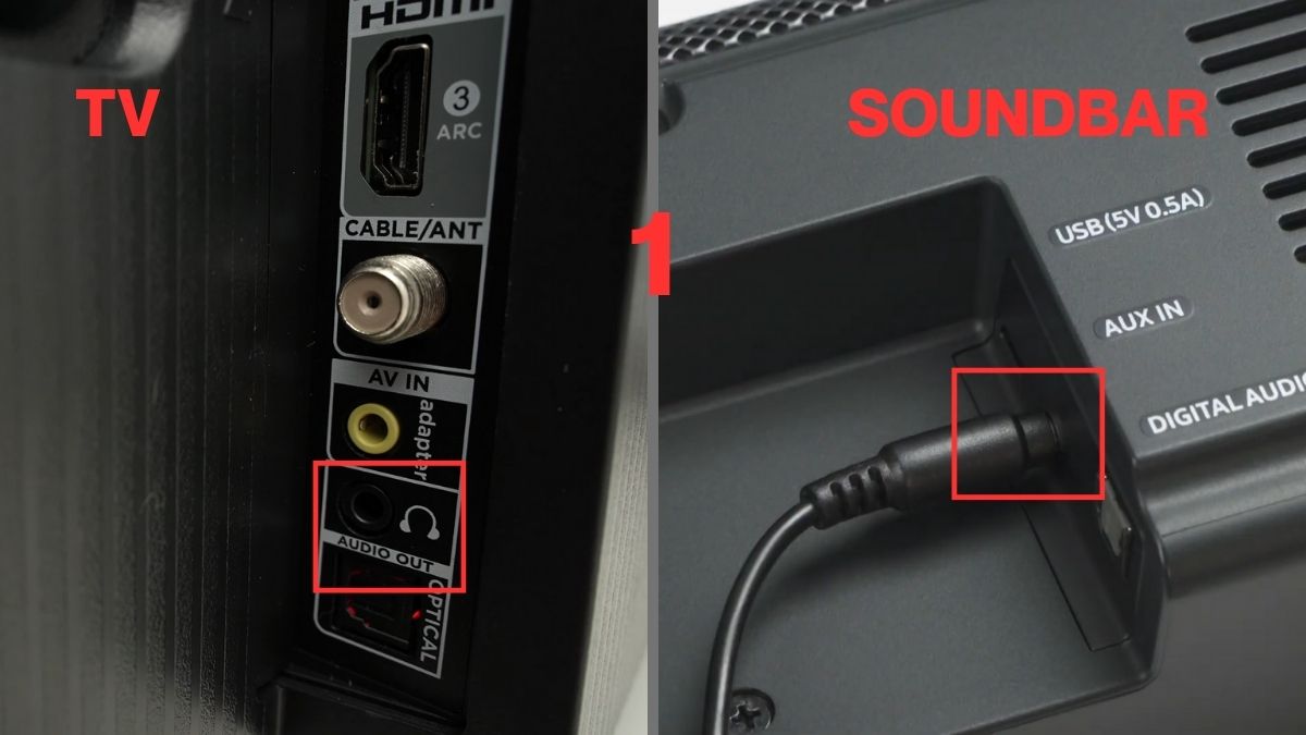 cách Kết nối loa soundbar với tivi Samsung bằng Line Out bước 1