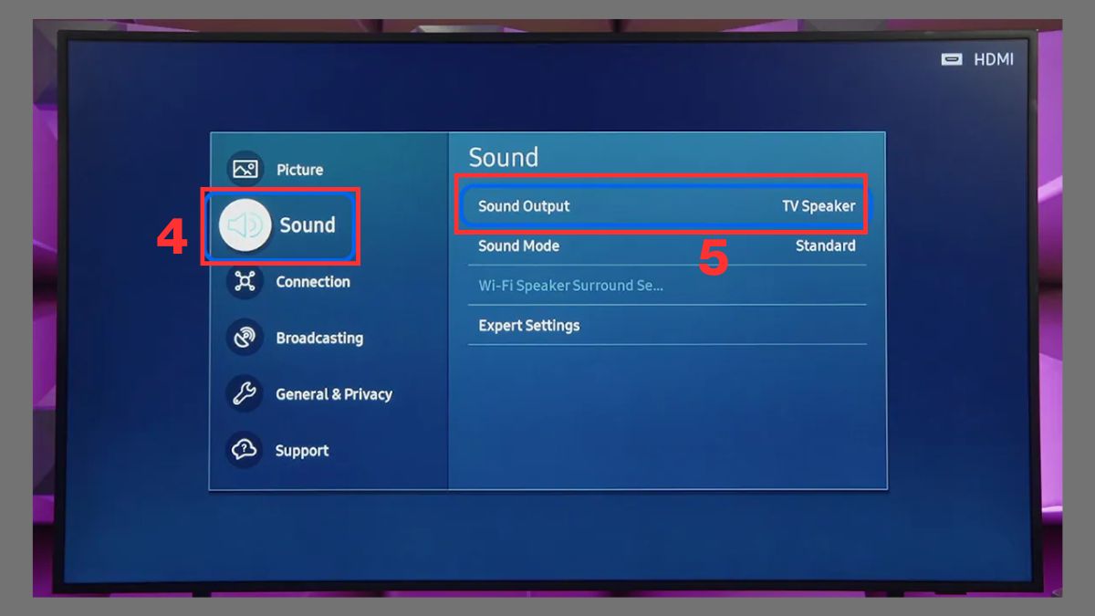 Cách kết nối loa soundbar với tivi Samsung qua HDMI bước 4