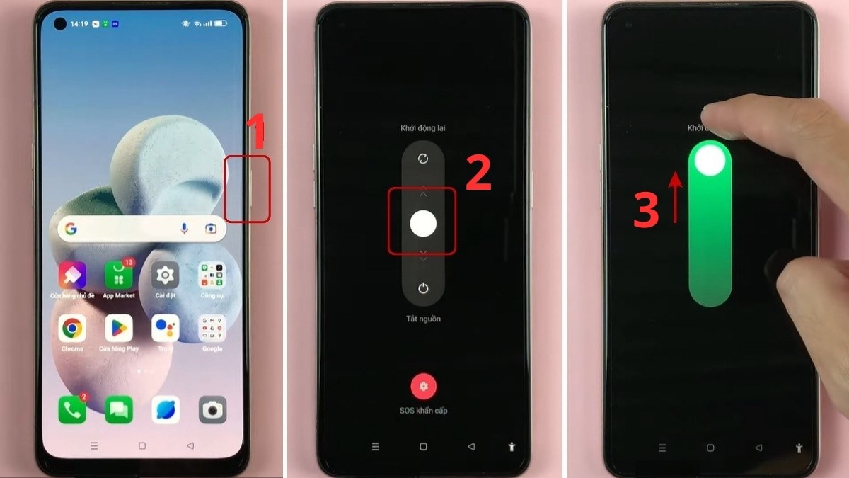 Cách khởi động lại điện thoại Realme bằng phím cứng