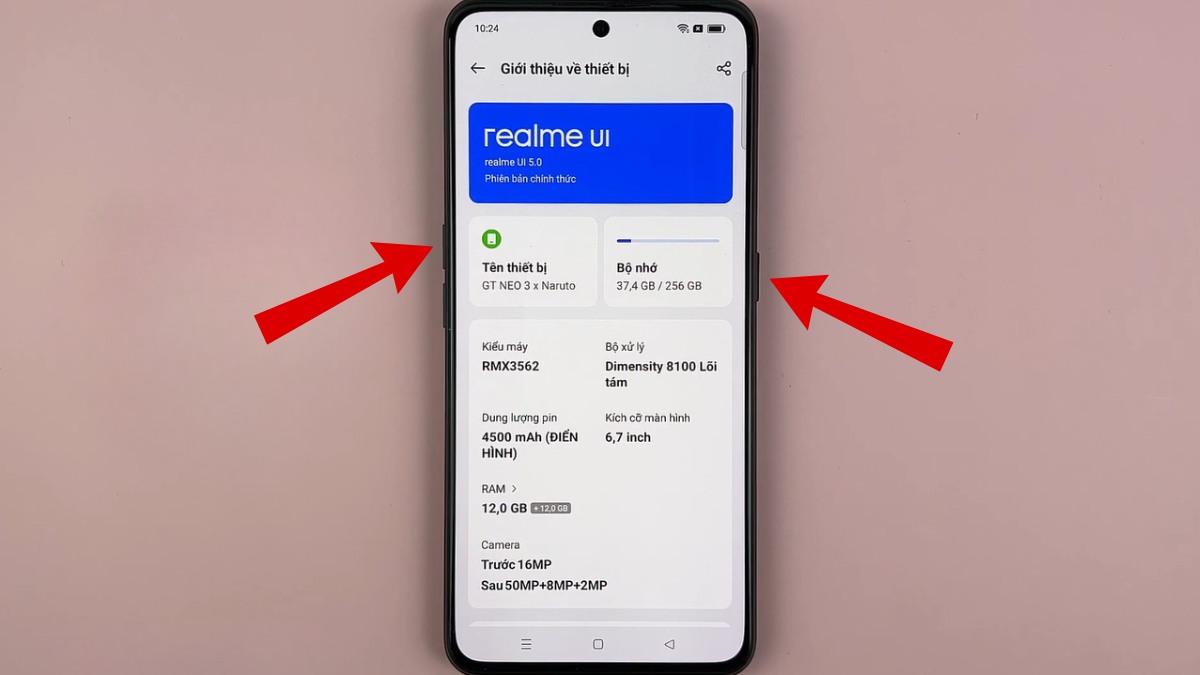 Cách khởi động lại điện thoại Realme bằng tổ hợp phím 
