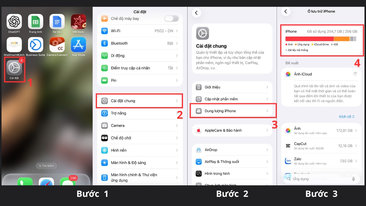 Cách kiểm tra RAM điện thoại iPhone xem dung lượng trong cài đặt