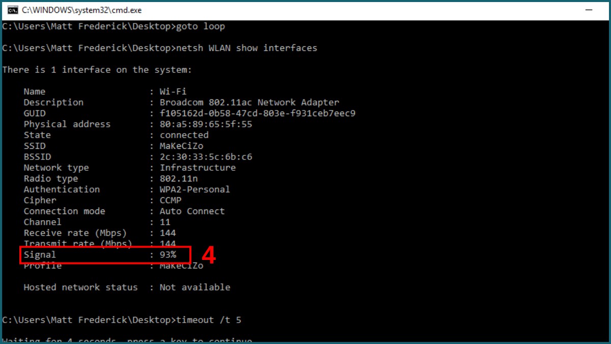 cách kiểm tra đo tốc độ mạng Wifi mạnh yếu bằng PowerShell bước 3