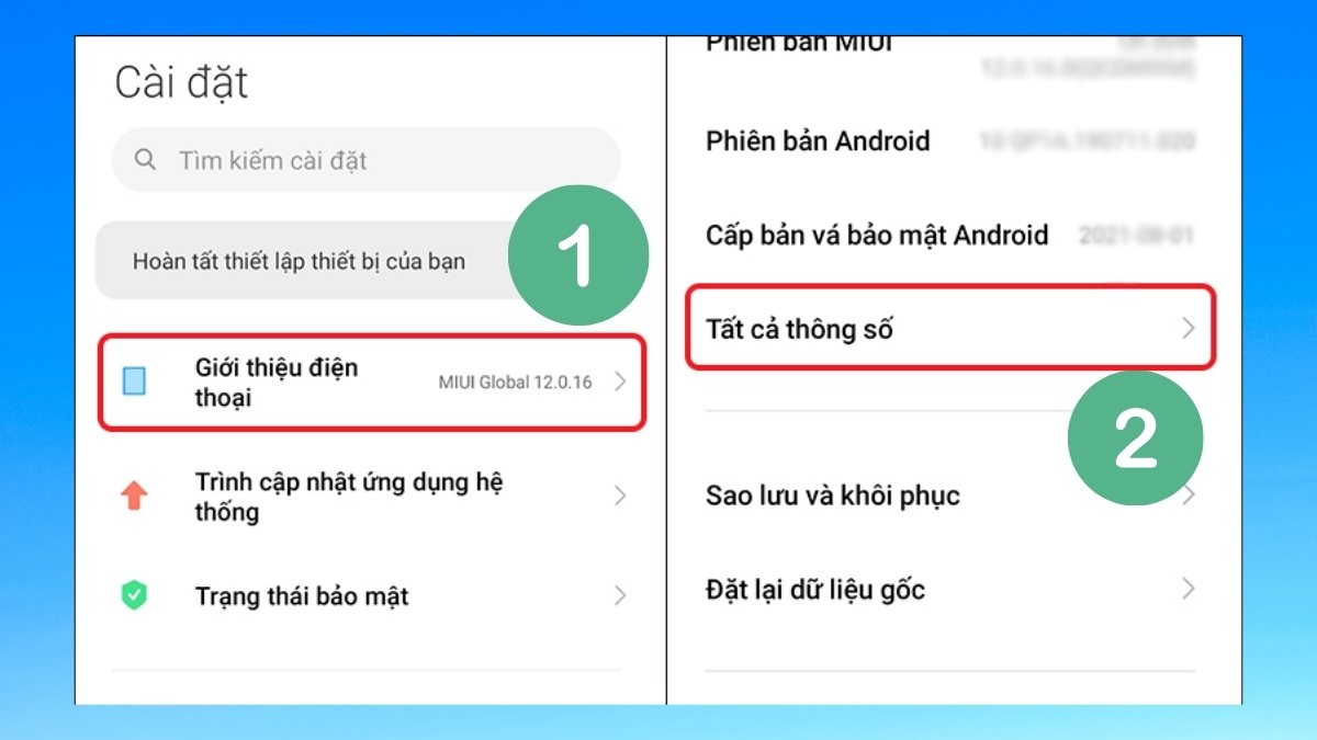 cách Kiểm tra xuất xứ xiaomi trong phần Cài đặt trên máy bước 1