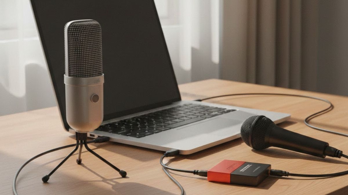 Cách lắp mic live stream kết nối trên máy tính bước 2