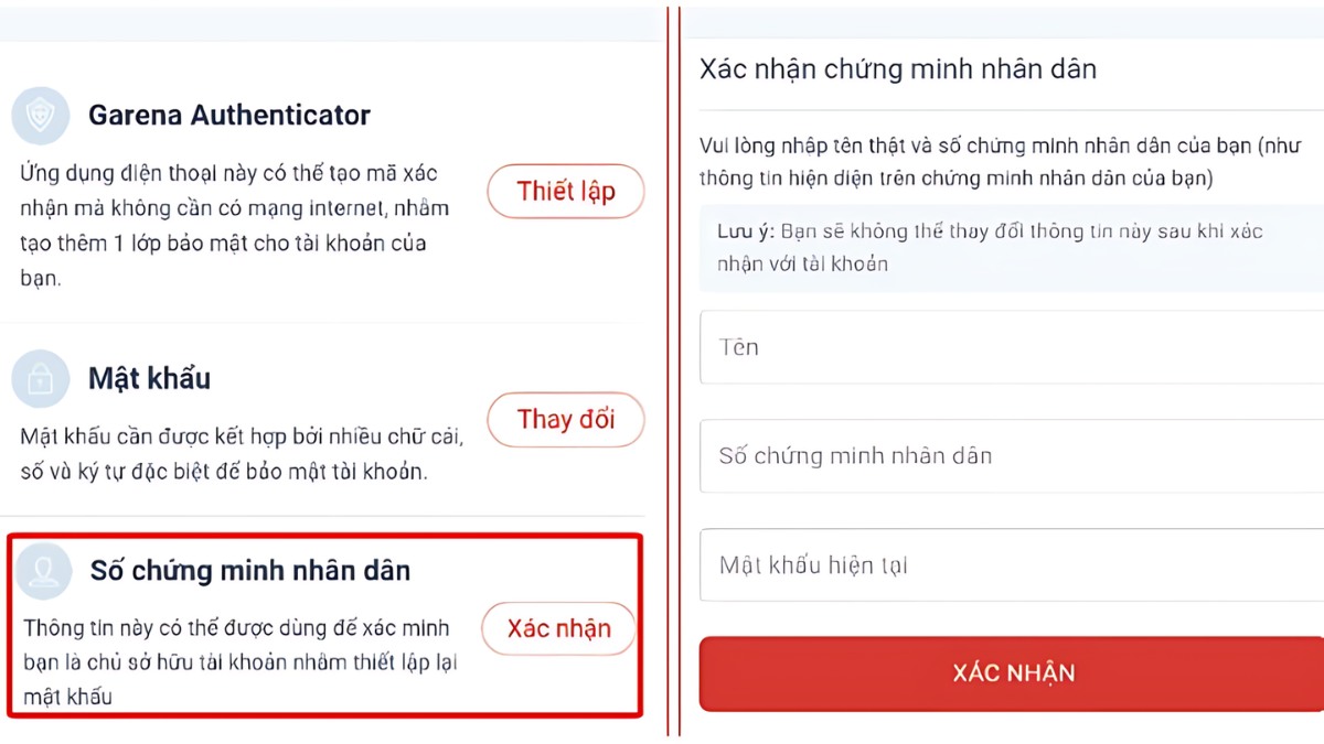 Cách lấy lại tài khoản Garena bằng CMND CCCD