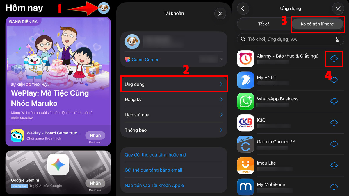 Cách lấy lại ứng dụng đã xóa trên iPhone