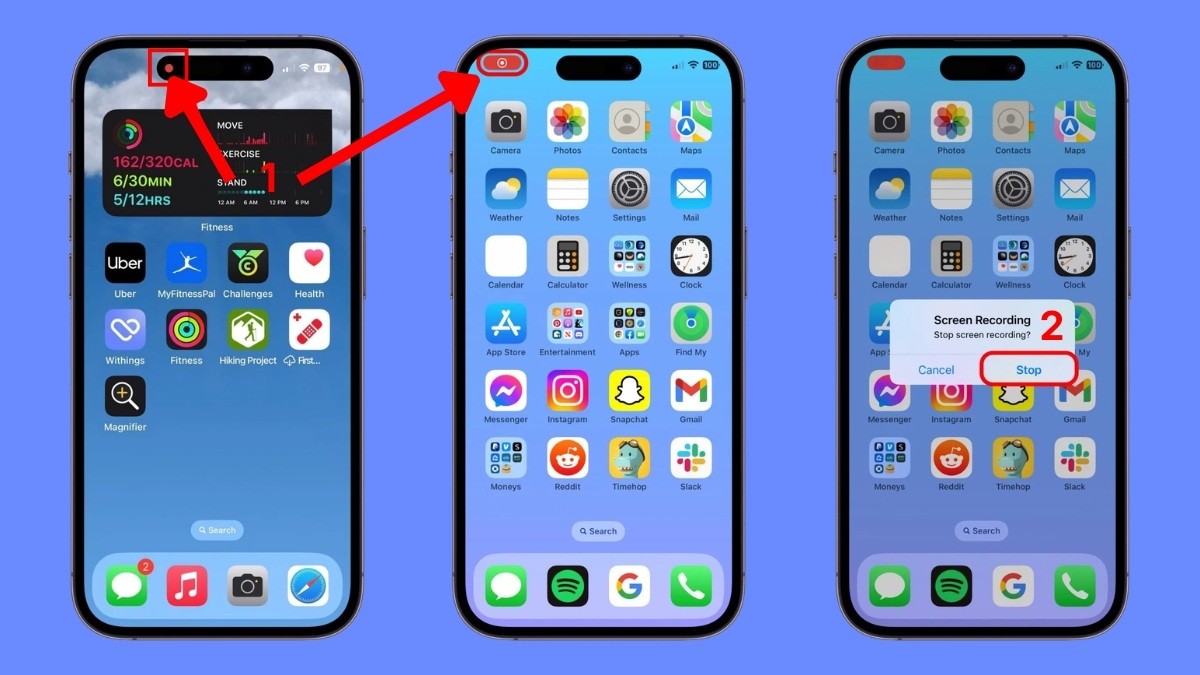Cách dừng video màn hình iPhone 14 bước 1